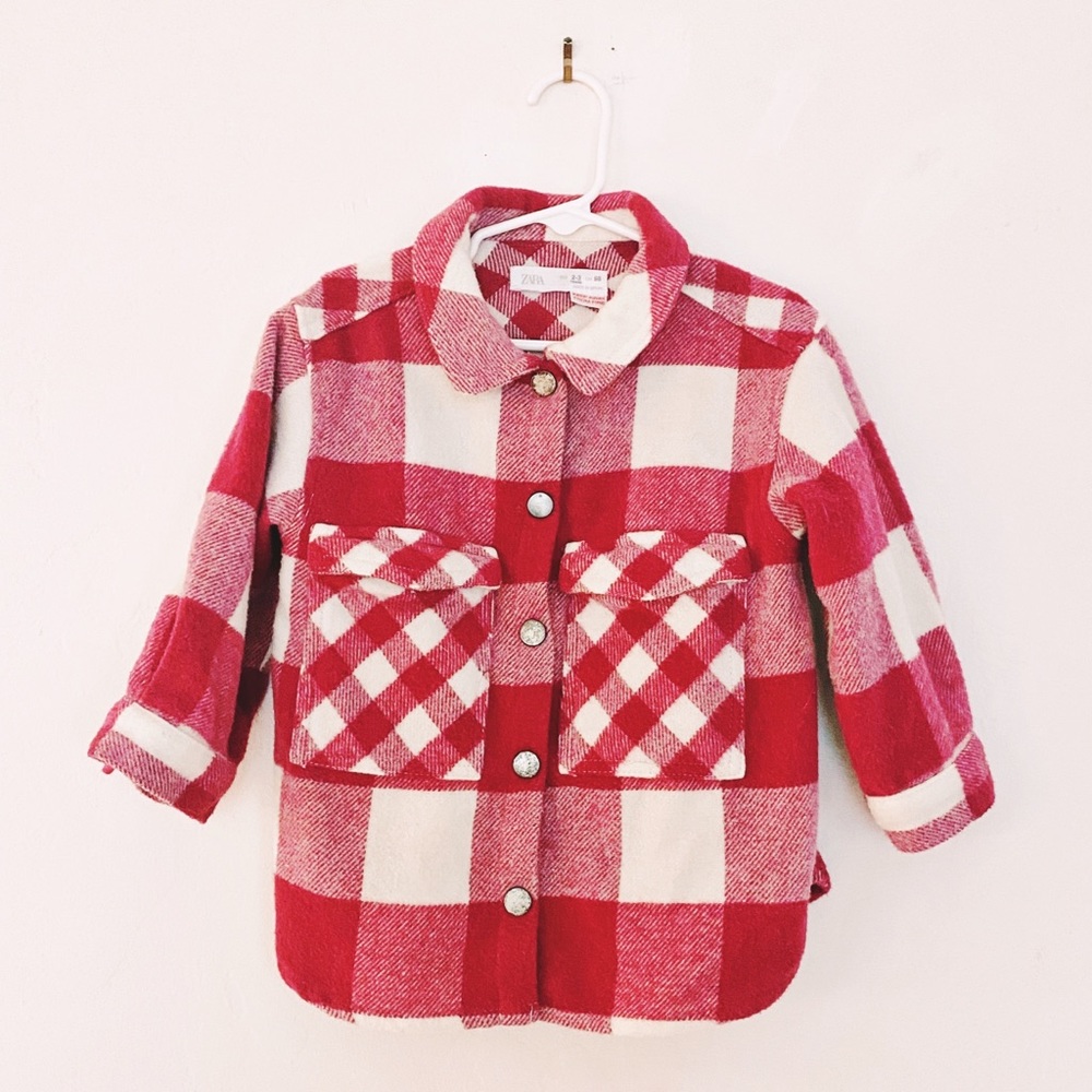 ZARA PINK PLAID OVERSHIRT